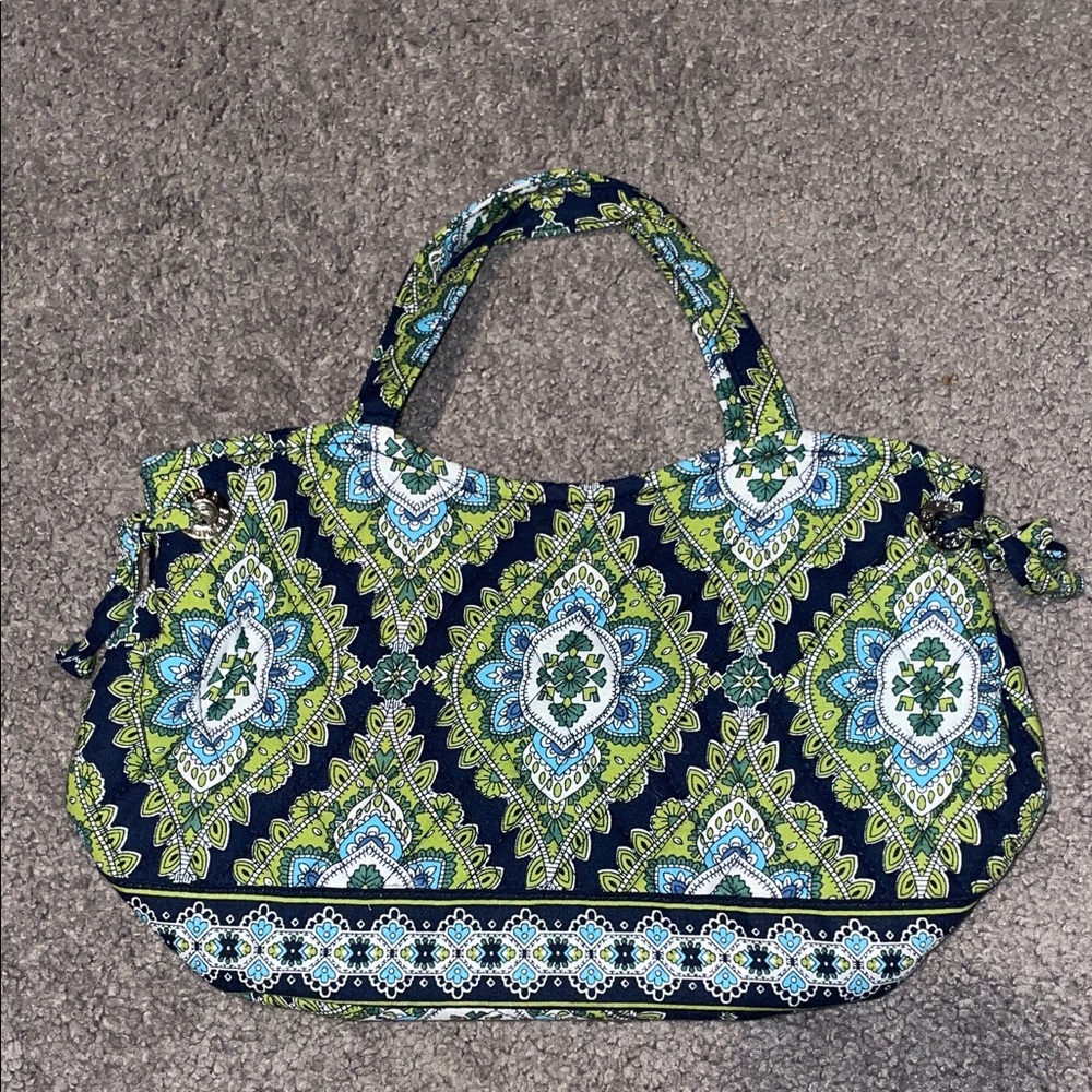GUC Vera Bradley Black and Green Small Paisley Tote